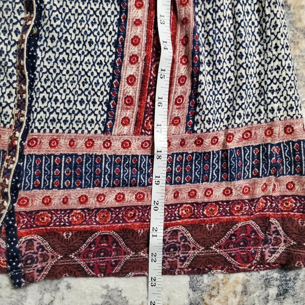 Lucky Brand Sleeveless boho button down tank Navy Blue and Red Size XS - Picture 10 of 15